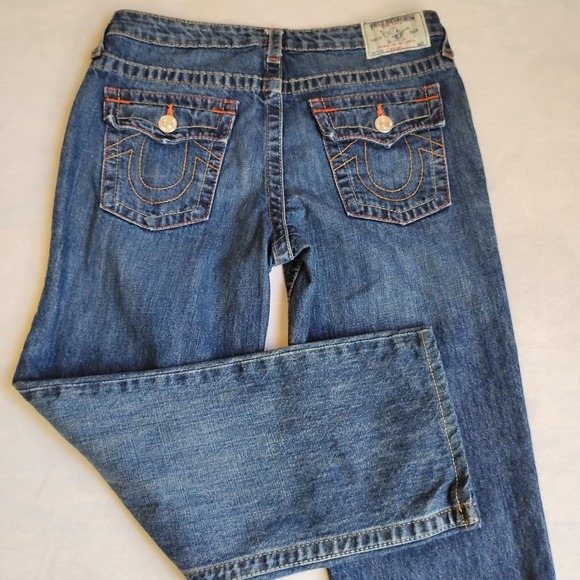 True Religion Jeans 28 Straight Leg‎ Relaxed Cropped Flap Pocket Classic - Picture 1 of 13